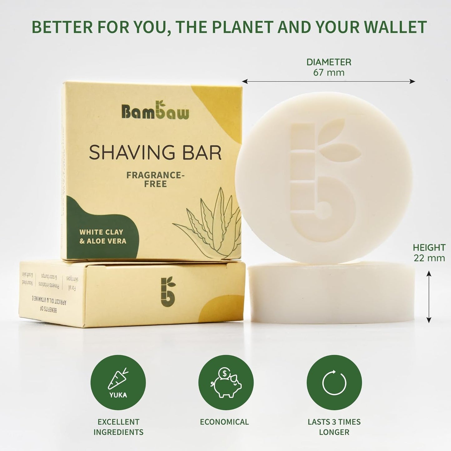 | Shaving Soap Bar | 2.8 Oz | Organic White Clay & Aloe Vera Shaving Bar | Shaving Soap Puck Sensitive Skin | Natural Shaving Soap | Vegan Shave Bar | Shaving Soap Unscented