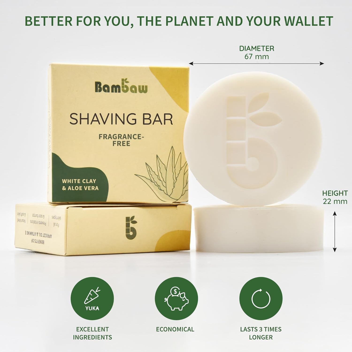 | Shaving Soap Bar | 2.8 Oz | Organic White Clay & Aloe Vera Shaving Bar | Shaving Soap Puck Sensitive Skin | Natural Shaving Soap | Vegan Shave Bar | Shaving Soap Unscented