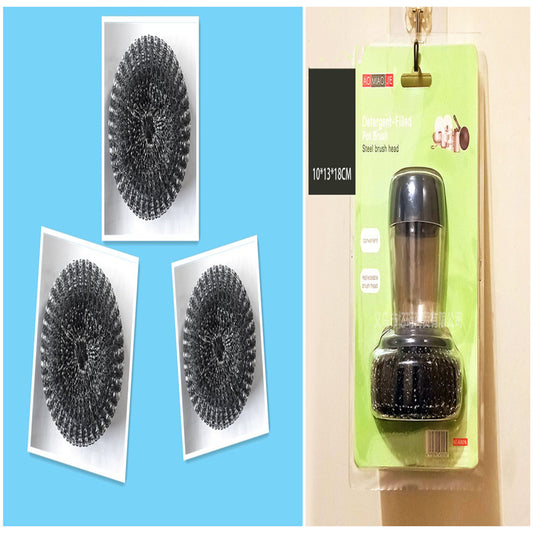 Kitchen Soap Dispensing Palm Brush Cleaner Push-Type Brush Kitchen Detergent Tools