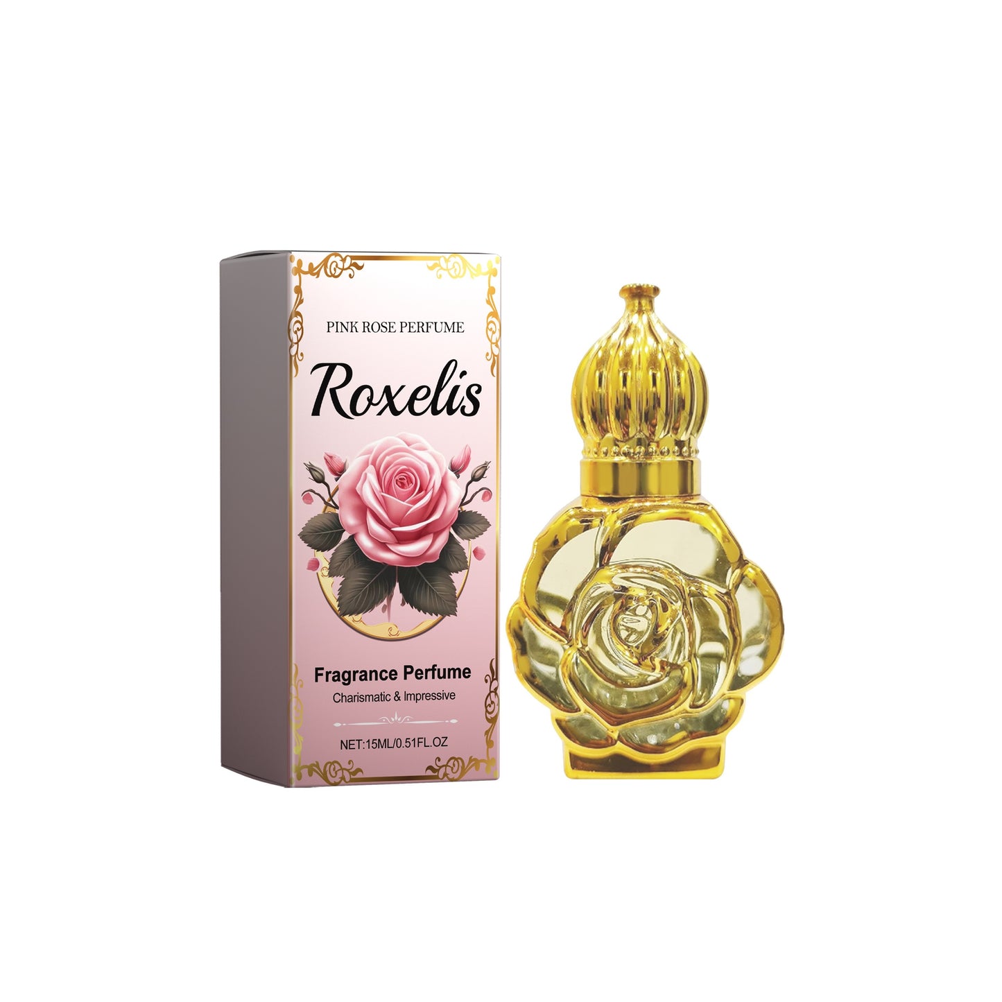 "Feminine Mystique" Elegant Rose Scented Perfume 0.51oz - Long-Lasting Floral Fragrance, Ideal For Dates & Everyday Wear, Perfect Gift For Her